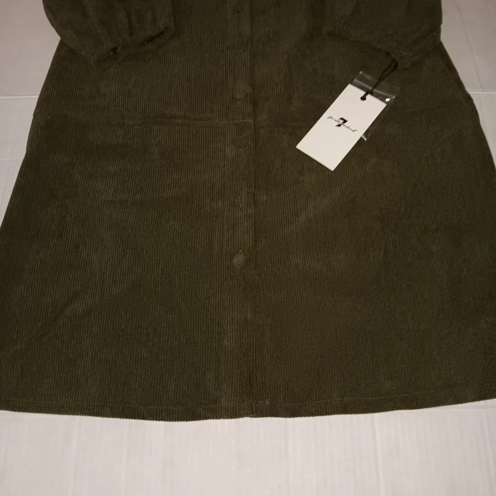 7 FOR ALL MANKIND CORDUROY PUFFY SLEEVE DRESS